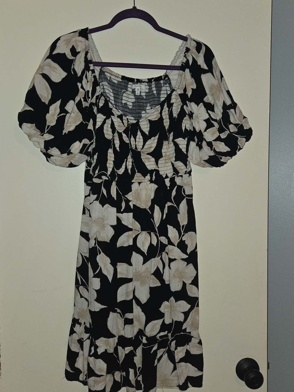 Maurices Black Dress with Cream Floral Print